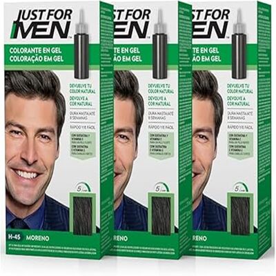 Just for men Colorante in gel, tinta capelli uomo, copre solo i capelli grigi, ripristinando il colore originale per un aspetto naturale, colore marrone scuro, H45 (3 confezioni) Just for men Colorante in gel, tinta capelli uomo, copre solo i capelli grigi, ripristinando il colore originale per un aspetto naturale, colore marrone scuro, H45 (3 confezioni)