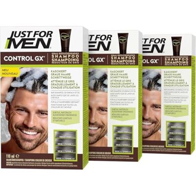 Just for men Control GX, Shampoo E Tintura Per Capelli Bianchi Da Uomo, Con Olio Di Cocco E Aloe Vera, Per Tutte Le Tonalità, 118 ml (confezione da 3) Just for men Control GX, Shampoo E Tintura Per Capelli Bianchi Da Uomo, Con Olio Di Cocco E Aloe Vera, Per Tutte Le Tonalità, 118 ml (confezione da 3)