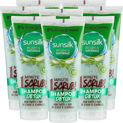 Sunsilk Shampoo Scrub Detox Ricarica Naturale per Tutti i Tipi di Cute e Capelli con Aloe Vera Ingredienti di Origine Naturale Senza Siliconi 8 Flaconi da 200ml Sunsilk Shampoo Scrub Detox Ricarica Naturale per Tutti i Tipi di Cute e Capelli con Aloe Vera Ingredienti di Origine Naturale Senza Siliconi 8 Flaconi da 200ml