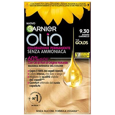 Garnier Olia Tinta Capelli, Senza Ammoniaca, Copre il 100% dei Capelli Bianchi, Formula Vegana, Biondo Caramello Garnier Olia Tinta Capelli, Senza Ammoniaca, Copre il 100% dei Capelli Bianchi, Formula Vegana, Biondo Caramello