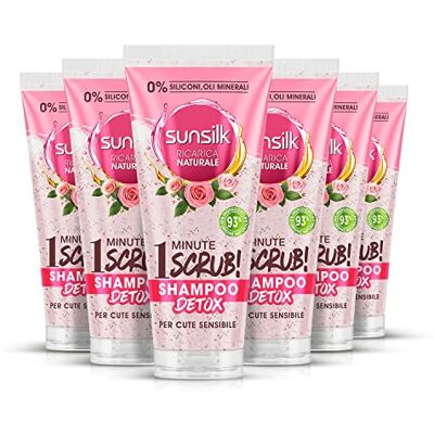 Sunsilk , Shampoo Detox, Scrub Capelli con Estratti di Rosa, Shampoo Scrub per Cute Sensibile, con 93% di Ingredienti di Origine Naturale*, Senza Siliconi e Oli Minerali, 6 Pezzi da 200ml Sunsilk , Shampoo Detox, Scrub Capelli con Estratti di Rosa, Shampoo Scrub per Cute Sensibile, con 93% di Ingredienti di Origine Naturale*, Senza Siliconi e Oli Minerali, 6 Pezzi da 200ml