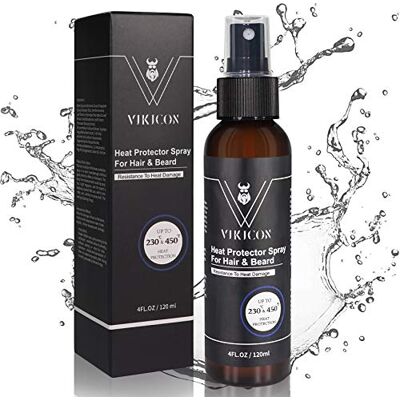 VIKICON Heat Protect Spray, Spray Termoprotettore Barba, Capelli e Piastra Protettore Termico per Piastra, Effetto Anticrespo, Protezione da Raggi UV e Calore, Trattamento Tonalizzante e Volumizzante VIKICON Heat Protect Spray, Spray Termoprotettore Barba, Capelli e Piastra Protettore Termico per Piastra, Effetto Anticrespo, Protezione da Raggi UV e Calore, Trattamento Tonalizzante e Volumizzante