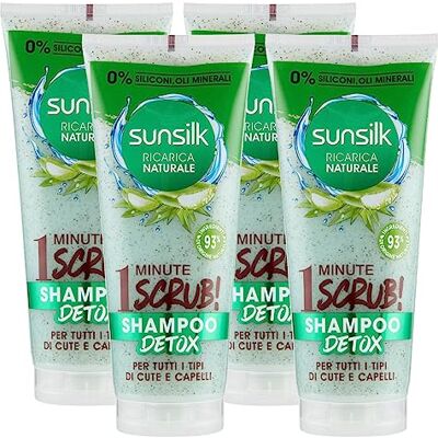 Sunsilk Shampoo Scrub Detox Ricarica Naturale per Tutti i Tipi di Cute e Capelli con Aloe Vera Ingredienti di Origine Naturale Senza Siliconi 4 Flaconi da 200ml Sunsilk Shampoo Scrub Detox Ricarica Naturale per Tutti i Tipi di Cute e Capelli con Aloe Vera Ingredienti di Origine Naturale Senza Siliconi 4 Flaconi da 200ml
