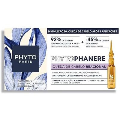 Phyto Paris phanère Trattamento anticaduta reattivo, 12 fiale da 5 ml, biotina, zinco, acido folico, frena la caduta da stress e post-parto Phyto Paris phanère Trattamento anticaduta reattivo, 12 fiale da 5 ml, biotina, zinco, acido folico, frena la caduta da stress e post-parto