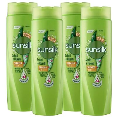 Sunsilk Sciolti e Fluenti Shampoo e Balsamo 2in1 per Tutti i Tipi di Capelli con Tea Tree Arginina e Biotina 4 Flaconi da 250ml Sunsilk Sciolti e Fluenti Shampoo e Balsamo 2in1 per Tutti i Tipi di Capelli con Tea Tree Arginina e Biotina 4 Flaconi da 250ml