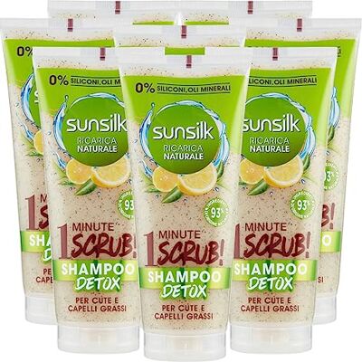 Sunsilk Shampoo Scrub Detox Ricarica Naturale per Cute e Capelli Grassi con Tè Verde e Limone Ingredienti di Origine Naturale Senza Siliconi 8 Flaconi da 200ml Sunsilk Shampoo Scrub Detox Ricarica Naturale per Cute e Capelli Grassi con Tè Verde e Limone Ingredienti di Origine Naturale Senza Siliconi 8 Flaconi da 200ml