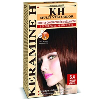 Keramine H Crema Colorante Ristrutturante, 5.4 Castano Chiaro Ramato, 3 Confezioni da 110 Millilitri (330 Millilitri) Keramine H Crema Colorante Ristrutturante, 5.4 Castano Chiaro Ramato, 3 Confezioni da 110 Millilitri (330 Millilitri)