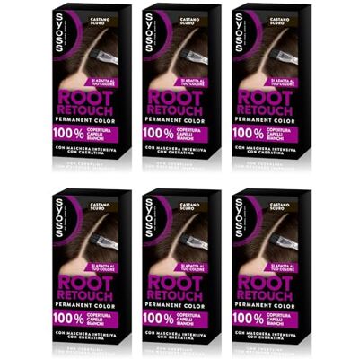 Syoss Root Retouch Ritocco permanente Castano Scuro, Colorazione permanente per 100% copertura della ricrescita capelli, Kit con crema colorante capelli e maschera intensiva con cheratina, 6 confezion Syoss Root Retouch Ritocco permanente Castano Scuro, Colorazione permanente per 100% copertura della ricrescita capelli, Kit con crema colorante capelli e maschera intensiva con cheratina, 6 confezion
