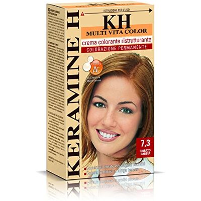 Keramine H Crema Colorante Ristrutturante, Dorato Sabbia, 3 Confezioni da 110 ml, Totale 330 ml Keramine H Crema Colorante Ristrutturante, Dorato Sabbia, 3 Confezioni da 110 ml, Totale 330 ml