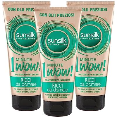 Sunsilk Trattamento Intensivo 1 Minute Wow Ricci da Domare Maschera per Capelli Ricci con Oli Preziosi Anti Effetto Crespo 3 Flaconi da 180ml Sunsilk Trattamento Intensivo 1 Minute Wow Ricci da Domare Maschera per Capelli Ricci con Oli Preziosi Anti Effetto Crespo 3 Flaconi da 180ml
