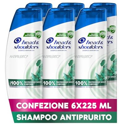 head & shoulders Shampoo Antiforfora Antiprurito, Fino di Protezione dalla Forfora per Cute e Capelli, Con Microbioma Bilanciato, Dermatologicamente Testato, 225ml x6 head & shoulders Shampoo Antiforfora Antiprurito, Fino di Protezione dalla Forfora per Cute e Capelli, Con Microbioma Bilanciato, Dermatologicamente Testato, 225ml x6