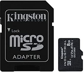 Kingston Industrial microSD -8GB microSDHC Industrial C10 A1 pSLC Scheda + Adattatore SD SDCIT2/8GB