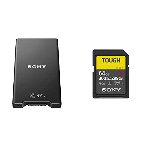 Sony MRW-G2 Lettore di schede di memoria CFexpress tipo A/SD & Memoria SD-XC 64 GB Serie G Tough Lettura 300 MB/s, Scrittura 299 MB/s, Resistente a Condizioni Estreme, SF64TG
