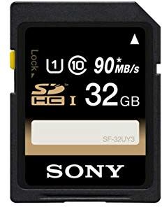 Sony SF-32UY3/T Scheda SD HC, Classe : 10, 90 MB/s, UHS-I, 32 GB, Nero