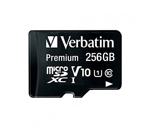 Verbatim Scheda di memoria microSDXC con adattatore 256 GB Velocità di lettura fino a 90 MB/s scrittura minima 10 MB/s Nero