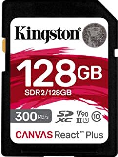 Kingston Scheda di memoria SDXC Canvas React Plus da 128 GB UHS-II 300R/260 W U3 V90 per Full HD/4K/8K SDR2/128 GB