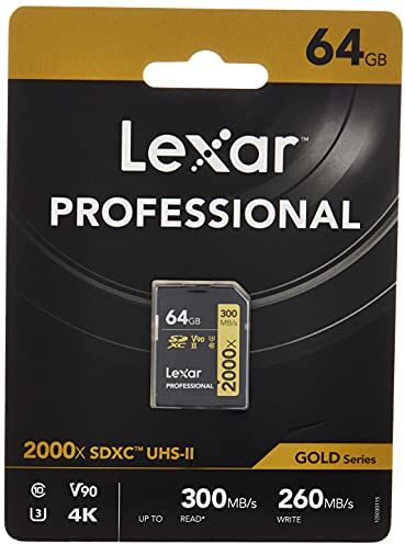 Lexar SDXC Card 64GB Professional 2000x UHS-II V90 U3