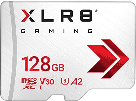 PNY XLR8 Gaming Scheda di memori microSDXC 128GB Classe 10 U3 V30 A2, Velocità di lettura fino a 100 MB/s, ideale per smartphone, tablet, console portatili