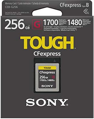 Sony CEB-G256 Memoria Cfexpress 256 GB Serie G Tough, Lettura 1.700 MB/s, Scrittura 1.480 MB/s, Resistente a Condizioni Estreme