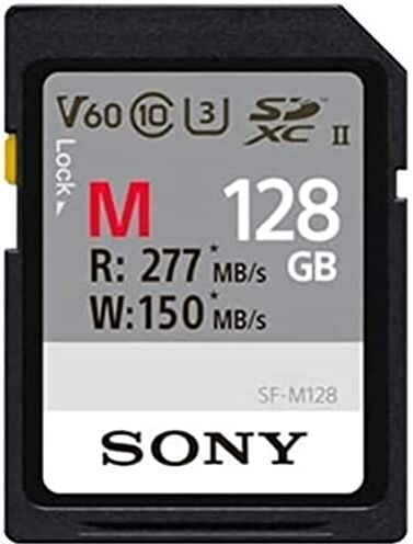 Sony Memoria SD-XC 128 GB Serie M, Lettura 277 MB/s, Scrittura 150 MB/s, Nero, SFG1M