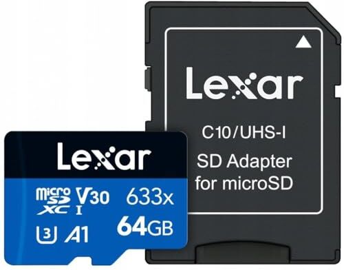 Lexar Scheda microSDXC 64 GB UHS-I ad alte prestazioni, 633 x U3, 100 MB/s