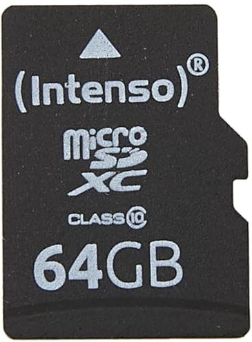 Intenso Scheda di memoria MicroSDXC da 64 GB, Class 10 (con Adattatore SD), Nero