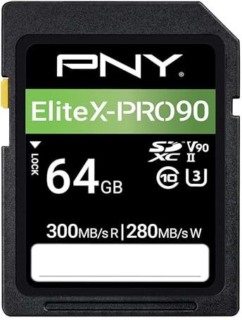 PNY Scheda di Memoria Flash SD 64GB EliteX-PRO 90 Classe 10 U3 V90 UHS-II