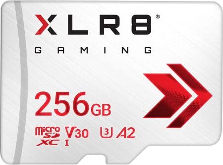 PNY XLR8 Gaming Scheda di memori microSDXC 256GB Classe 10 U3 V30 A2, Velocità di lettura fino a 100 MB/s, ideale per smartphone, tablet, console portatili