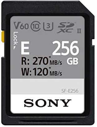 Sony Memoria SD-XC 256 GB Serie E, Lettura 270 MB/s, Scrittura 120 MB/s