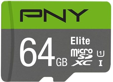 PNY Elite Scheda di Memoria microSDXC 64GB + Adattatore SD, Velocità di Lettura fino a 100MB/s, Classe 10 UHS-I, U1 per video Full HD