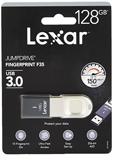 Lexar JUMPDRIVE F35 128GB USB 3.0 FINGERPRINT NEW