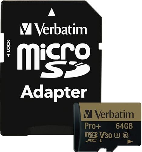 Verbatim Pro+ Flash Scheda 44034 PRO+ Micro SDXC Class 10 UHS-I U3, Nero