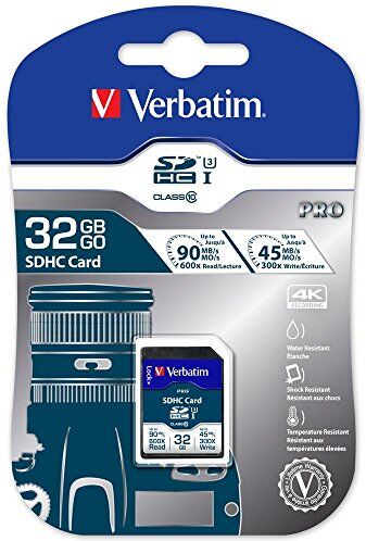 Verbatim Pro Flash Card SD, 32GB, Nero