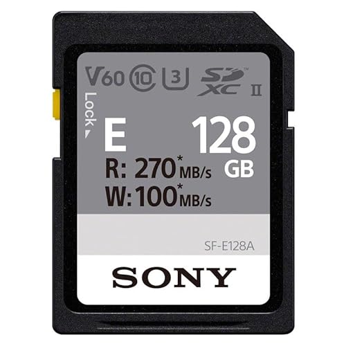 Sony Memoria SD-XC 128 GB Serie E, Lettura 270 MB/s, Scrittura 100 MB/s