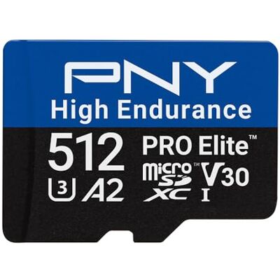 PNY 512GB Scheda microSDXC PRO Elite™ High Endurance C10 U3 V30 A2 – Velocità di lettura/scrittura fino a 100/90MB/s, 4K UHD, Full HD, UHS-I, sorveglianza, sicurezza, dash cam PNY 512GB Scheda microSDXC PRO Elite™ High Endurance C10 U3 V30 A2 – Velocità di lettura/scrittura fino a 100/90MB/s, 4K UHD, Full HD, UHS-I, sorveglianza, sicurezza, dash cam