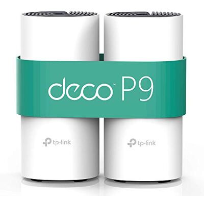 TP-Link Deco P9 Hybrid Wifi Mesh con Powerline Wifi Ac1300 + Powerline Av1000 Adatto per Edifici Storici con Muri Spessi Pacchetto da 2 Unità Fino a 370 ㎡ Compatibile Alexa TP-Link Deco P9 Hybrid Wifi Mesh con Powerline Wifi Ac1300 + Powerline Av1000 Adatto per Edifici Storici con Muri Spessi Pacchetto da 2 Unità Fino a 370 ㎡ Compatibile Alexa