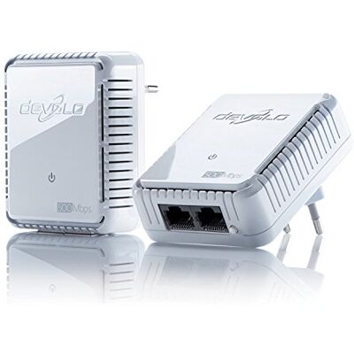 Devolo 9776 Starterset DE,at, kit di avviamento LAN, fino a 500 Mbit/s Powerline, fino a 300 metri di presa integrata, 2 adattatori Duo inclusi e 2 cavi inclusi. Devolo 9776 Starterset DE,at, kit di avviamento LAN, fino a 500 Mbit/s Powerline, fino a 300 metri di presa integrata, 2 adattatori Duo inclusi e 2 cavi inclusi.