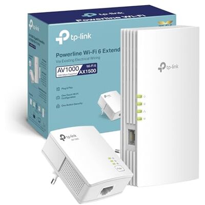 TP-Link TL-WPA7817 KIT Powerline, AV1000Mbps e AX1500Mbps su WiFi 6 Dual Band, Senza Presa, Homeplug AV2, Plug & Play, Porta Gigabit Ethernet, Auto-Sync, EasyMesh, Compatibile con tutti i Router TP-Link TL-WPA7817 KIT Powerline, AV1000Mbps e AX1500Mbps su WiFi 6 Dual Band, Senza Presa, Homeplug AV2, Plug & Play, Porta Gigabit Ethernet, Auto-Sync, EasyMesh, Compatibile con tutti i Router