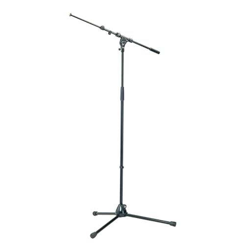 K&M base per microfono nero, in acciaio, braccio girevole, estensione fino a 74,5 cm 90-160 cm di altezza raccordo filettato 3/8