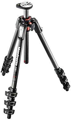 Manfrotto MT190CXPRO4 Treppiede Foto, Colonna Posizionabile a 90°, 4 Sezioni in Carbonio, Nero/Antracite