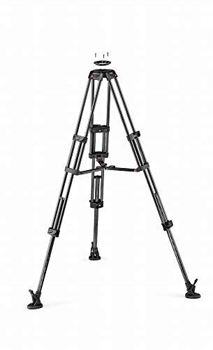 Manfrotto MVTTWINMC CF Treppiede Video a Gamba Doppia con Stabilizzatore Intermedio e Culla da 100/75 mm, Nero