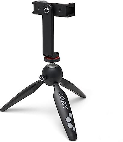 Joby HandyPod 2 Kit, Treppiede da Tavolo per Smartphone, Supporto per Telefono GripTight 360 e Supporto a Perno, Action Cam, Fotocamere Mirrorless, Dispositivi fino a 1 kg, Nero