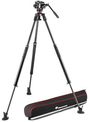 Manfrotto , Kit Treppiede FAST con Testa Video Fluida 504X e Treppiede a Tubo Singolo 635 Fast, Fibra di Carbonio, per Reflex,Mirrorless, per Fotografi, Videomaker, con Sacca per Trasporto,Portata 12kg