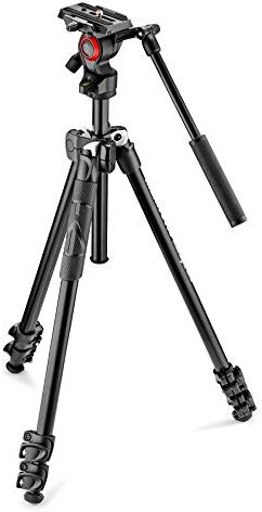 Manfrotto MK290LTA3-V Kit 290 Light con Testa Fluida Video, in Alluminio, Nero