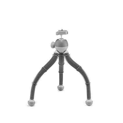 Joby PodZilla Large, Treppiede Flessibile con Testa a Sfera, dai Creatori del GorillaPod, Treppiede per Smartphone, Compatibile con iPhone, Fotocamere Mirrorless Compatte, Dispositivi max 2,5kg,Grigio