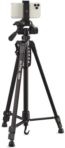 Cullmann 52119 Alpha 1800 Tripod mobile BT w. Supporto per smartphone e grilletto Bluetooth (altezza di estensione 140 cm, con testa a 3 vie, carico massimo 2 kg, peso 900 g), nero