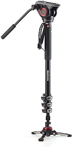 Manfrotto Monopiede Video XPRO+, Asta di Supporto per Fotocamera e Videocamera con Testa Video, 4 Sezioni in Alluminio con Base Fluida, Accessori Fotografici per Creazione Contenuti, Video, Vlogging