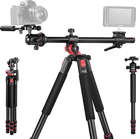 NEEWER Treppiede Orizzontale da 73,6" con Colonna Centrale Multiangolo Testa Sfera e Piattaforma per Braccio, Treppiede Fotocamera in Alluminio Pan 360° Incli 180° per Scatti dall'Alto/Macro, Max 22kg