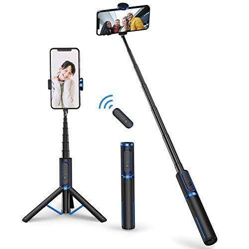 ATUMTEK Bastone Selfie Treppiede, Mini 3 in 1 Selfie Stick Bluetooth Estensibile in Alluminio con Telecomando Wireless con Rotazione a 270° per iPhone 13/12/11/XS Max/XS/XR/X/8, Samsung e Smartphone