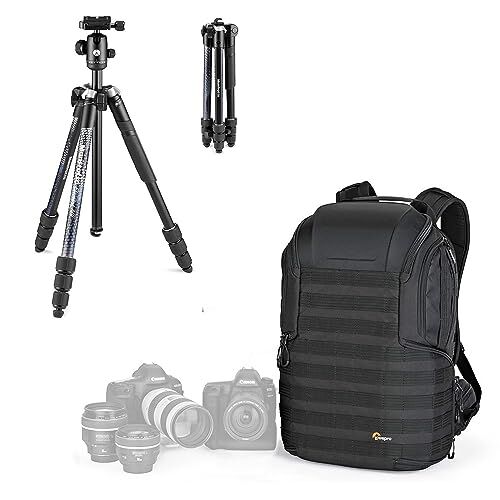 Lowepro Element MII Camera Treppiedi da Viaggio, Alluminio,Testa a Sfera per Camere Compatte, CSC, DSLR e  ProTatic 450AW II per Camere Professionali, Droni, Creatori di Contenuti e Vlogging